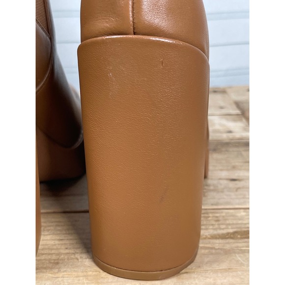 Steve Madden Triple Cognac Leather Platform Block Heel Chelsea Boots 6.5 - Picture 11 of 13